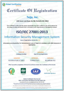 GS202198 ISO 27001 2013 Standards Certification