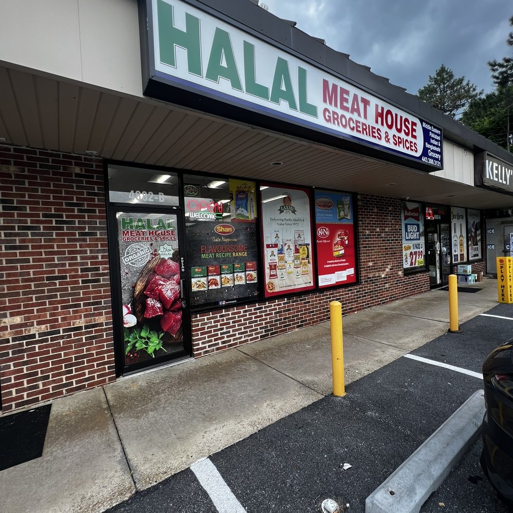 Retail Storefront in USA – Reference for Architectural and MEP Drawings and Design HALAL MEAT HOUSE groceries & spices retail shop in the USA, showing retail space suitable for Architectural and MEP drawings and design references.