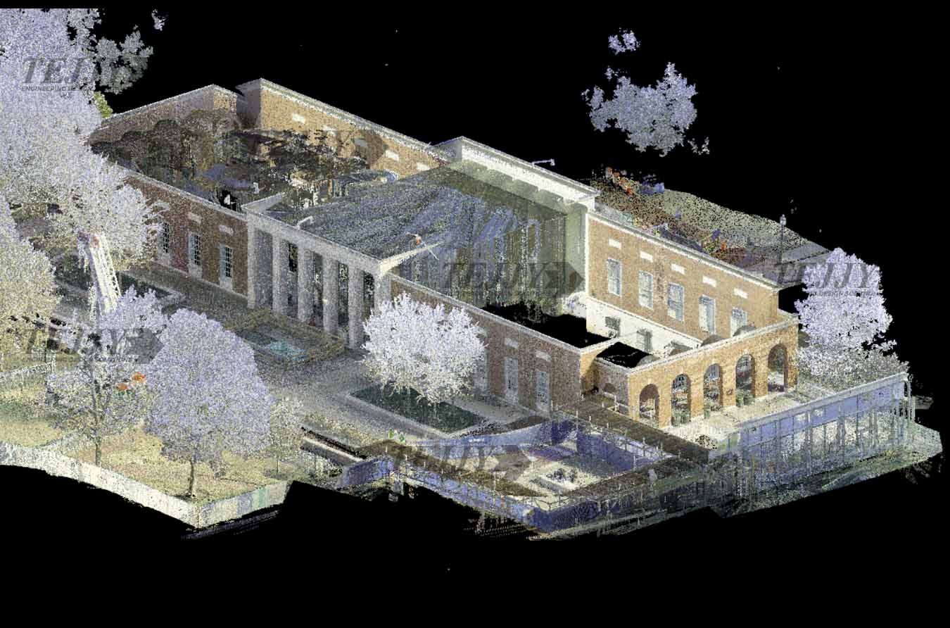 3D point‑cloud overview of Milton Eisenhower Library at Johns Hopkins University, scanned for precise as‑built modeling 3D point‑cloud overview of Milton Eisenhower Library at Johns Hopkins University, scanned for precise as‑built modeling